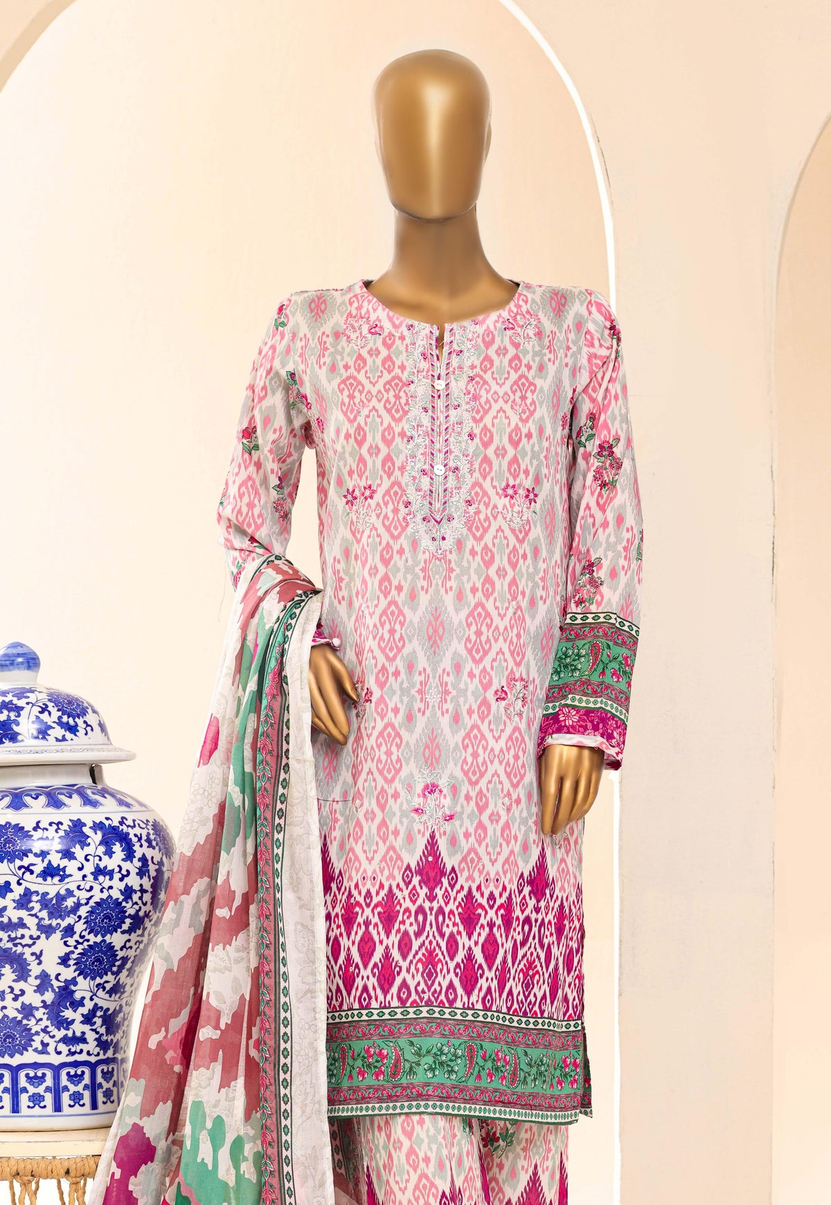 Aashkaar by HZ Textile Embroidered Lawn Stitched 3 Piece Suit - D-06