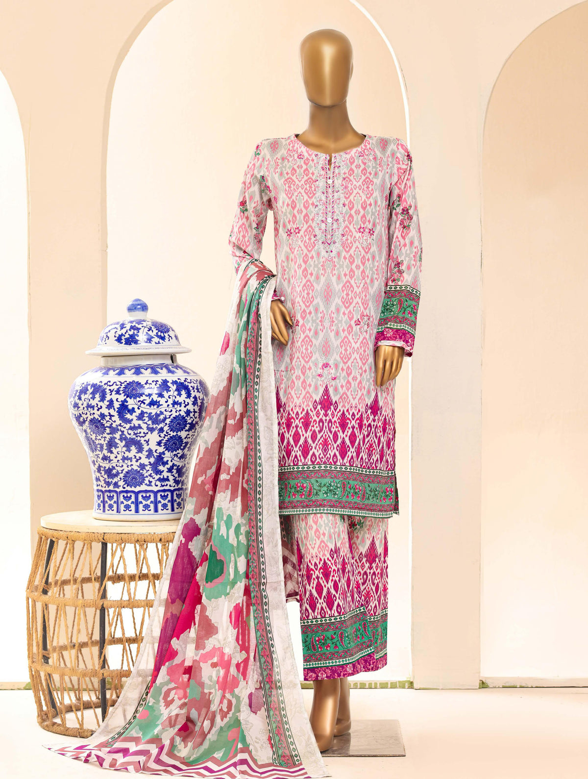 Aashkaar by HZ Textile Embroidered Lawn Stitched 3 Piece Suit - D-06