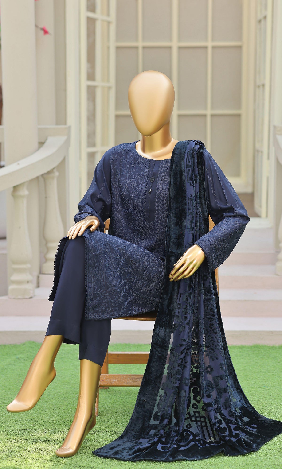 HZ Unstitech Velvet Royal Needlework Luxe 3piece Suite Collection D-06