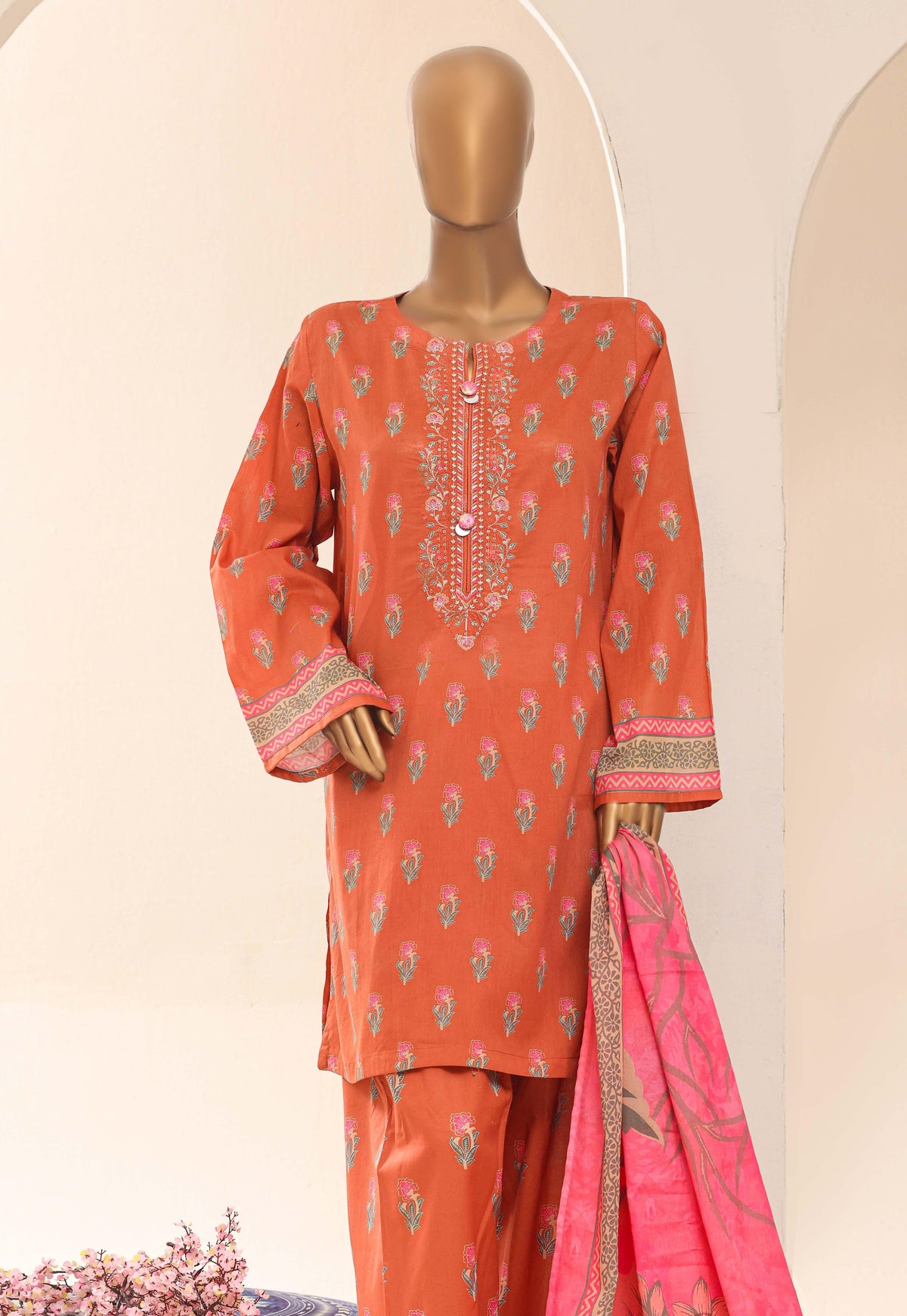 Aashkaar by HZ Textile Embroidered Lawn Stitched 3 Piece Suit - D-08