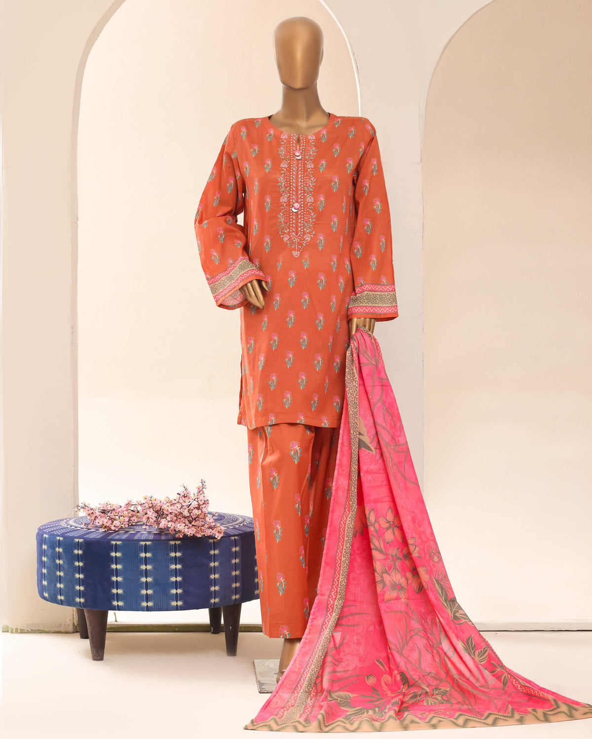 Aashkaar by HZ Textile Embroidered Lawn Stitched 3 Piece Suit - D-08