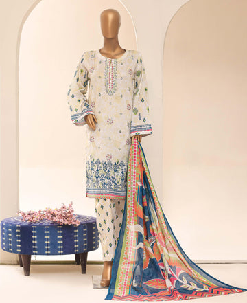 Aashkaar by HZ Textile Embroidered Lawn Stitched 3 Piece Suit - D-09