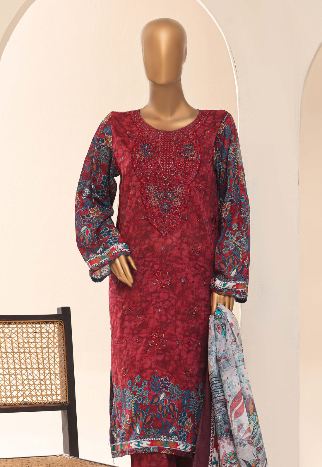 Aashkaar by HZ Textile Embroidered Lawn Stitched 3 Piece Suit - D-10