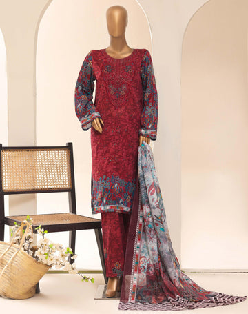 Aashkaar by HZ Textile Embroidered Lawn Stitched 3 Piece Suit - D-10