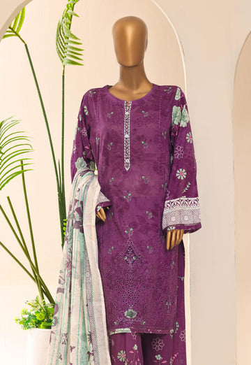Aashkaar by HZ Textile Embroidered Lawn Stitched 3 Piece Suit - D-01