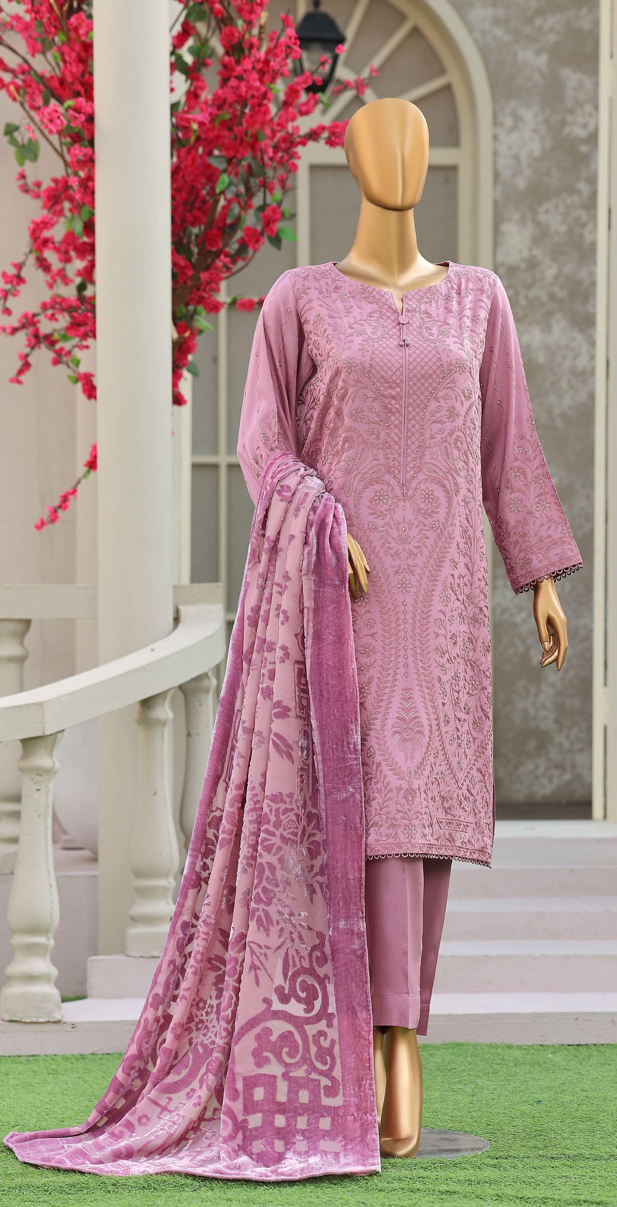 HZ Unstitech Velvet Royal Needlework Luxe 3piece Suite Collection D-01