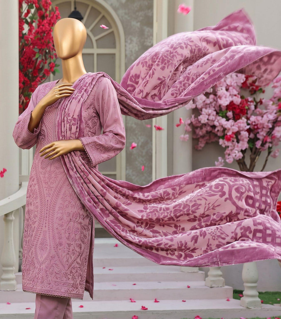 HZ Unstitech Velvet Royal Needlework Luxe 3piece Suite Collection D-01