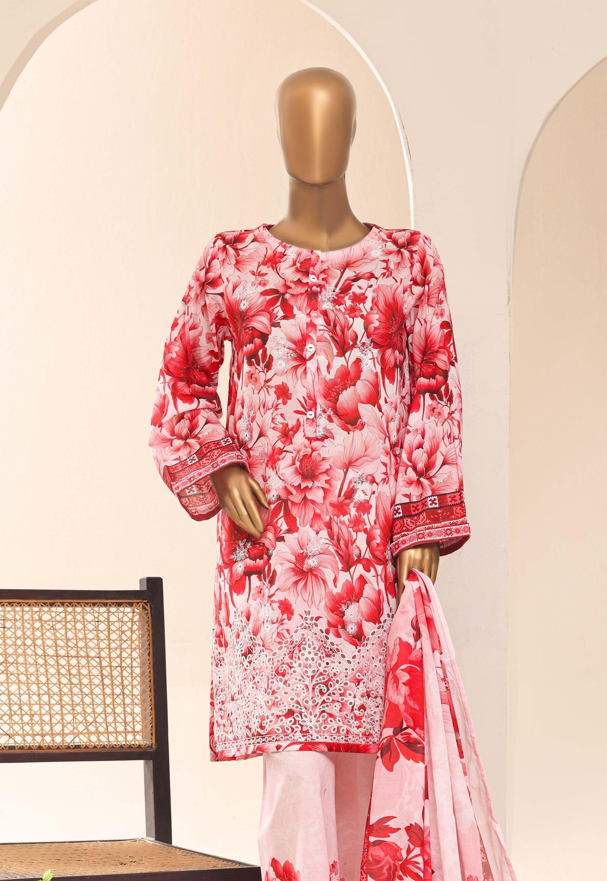 Aashkaar by HZ Textile Embroidered Lawn Stitched 3 Piece Suit - D-02