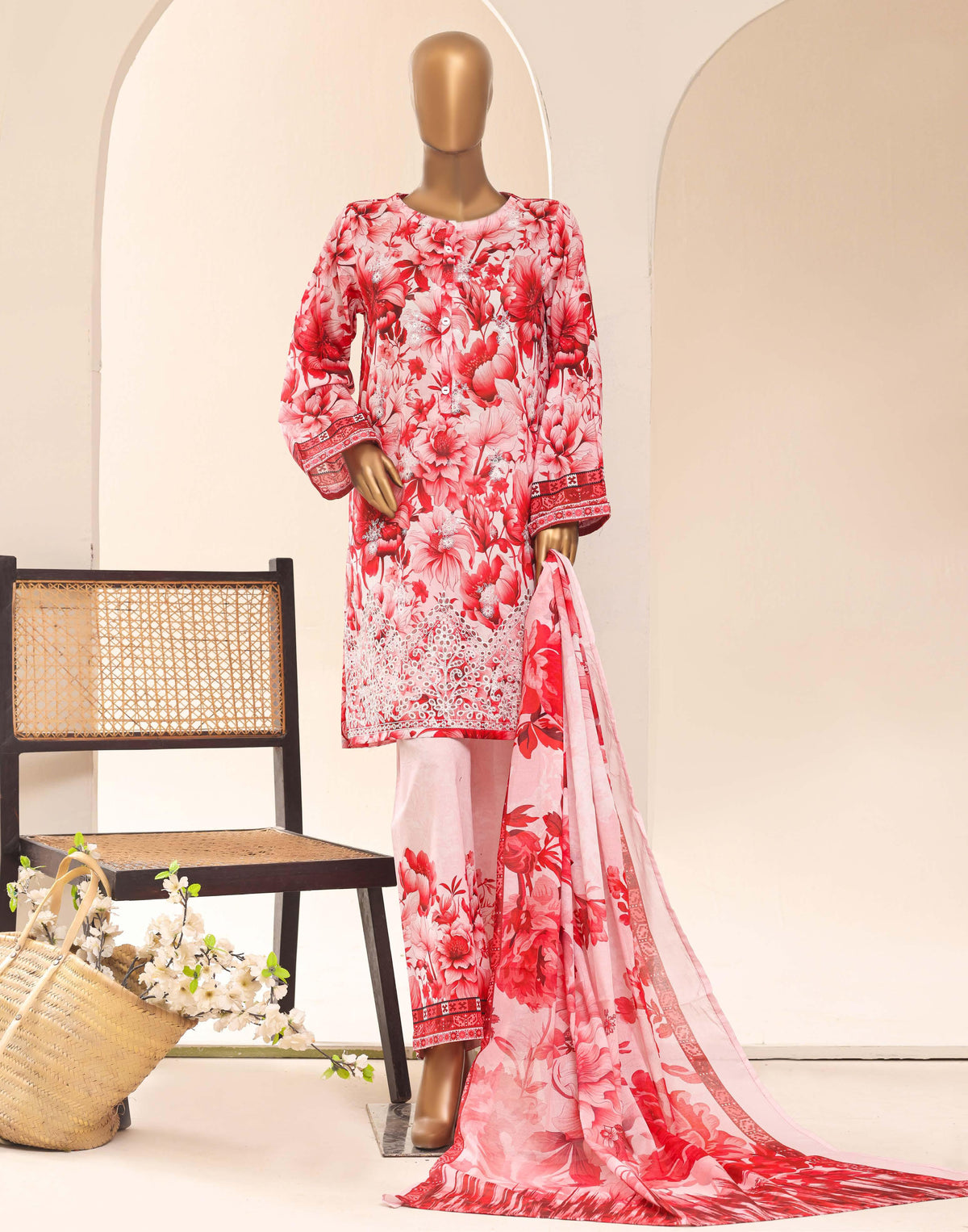 Aashkaar by HZ Textile Embroidered Lawn Stitched 3 Piece Suit - D-02