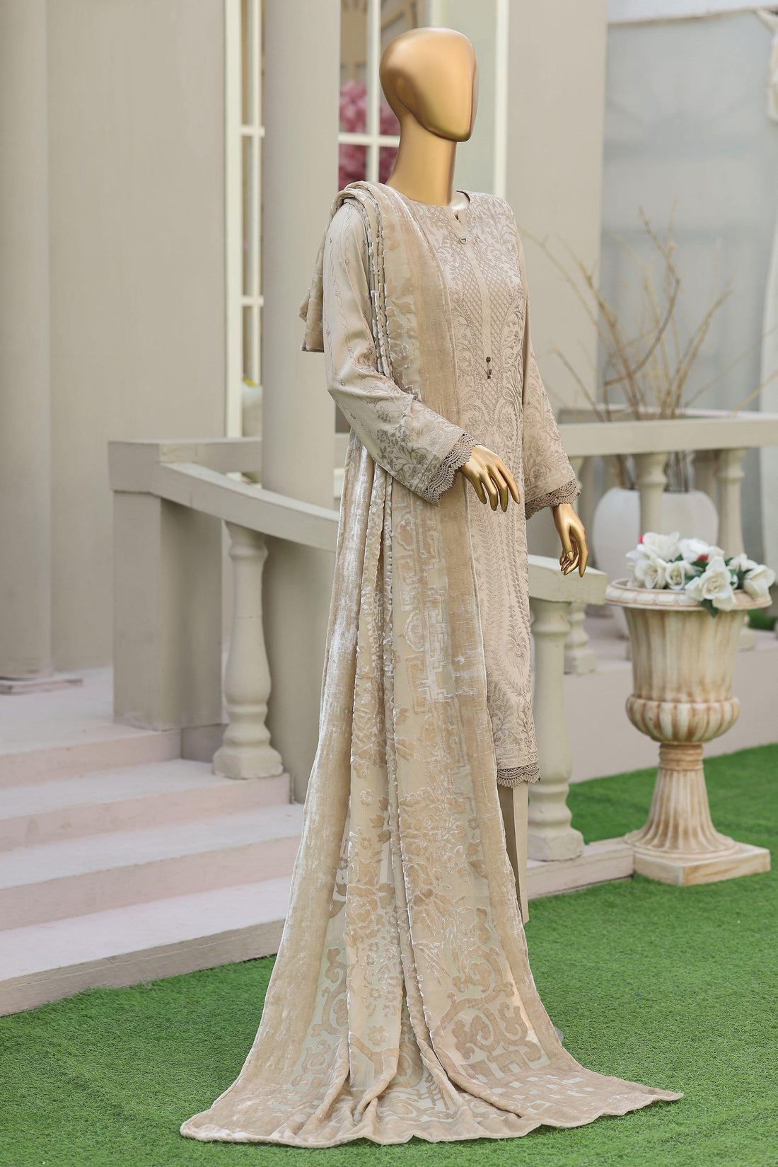 HZ Unstitech Velvet Royal Needlework Luxe 3piece Suite Collection D-02