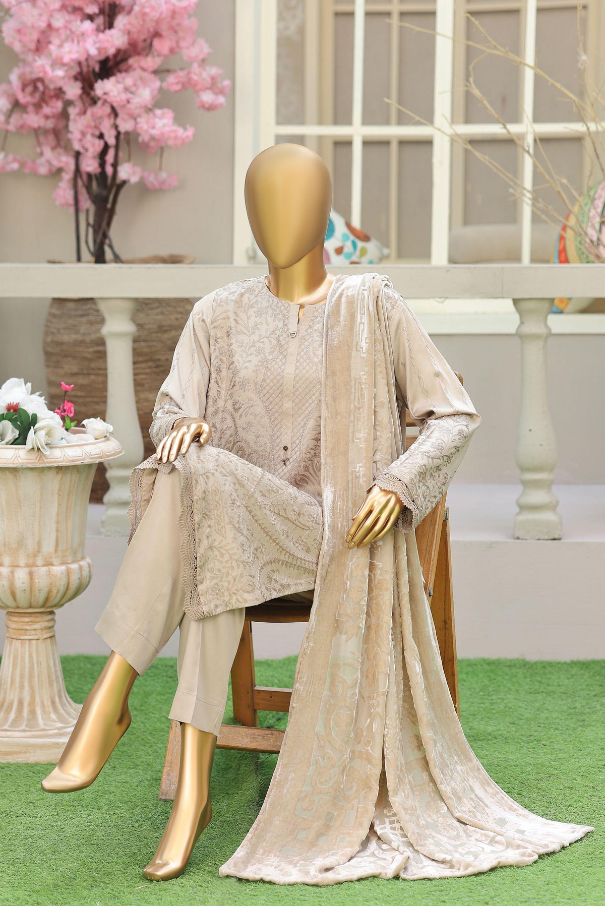 HZ Unstitech Velvet Royal Needlework Luxe 3piece Suite Collection D-02