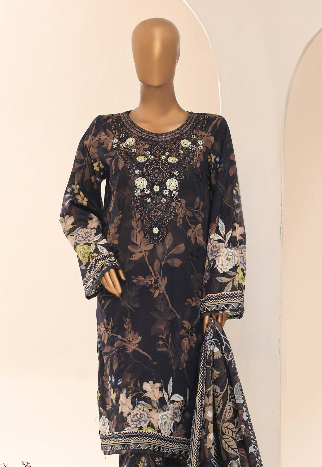 Aashkaar by HZ Textile Embroidered Lawn Stitched 3 Piece Suit - D-03