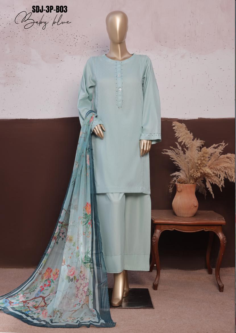 HZ Textile RTW Daily Drop Solid Twinset With Printed Fancy Dupatta 3PC Collection 2025 D-B03