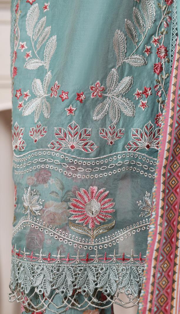 Bin Saeed Luxury Laserkari Lawn With Digital Printed Lawn Dupatta 3Piece Stitched Vol-01 Collection 2026. D#-07