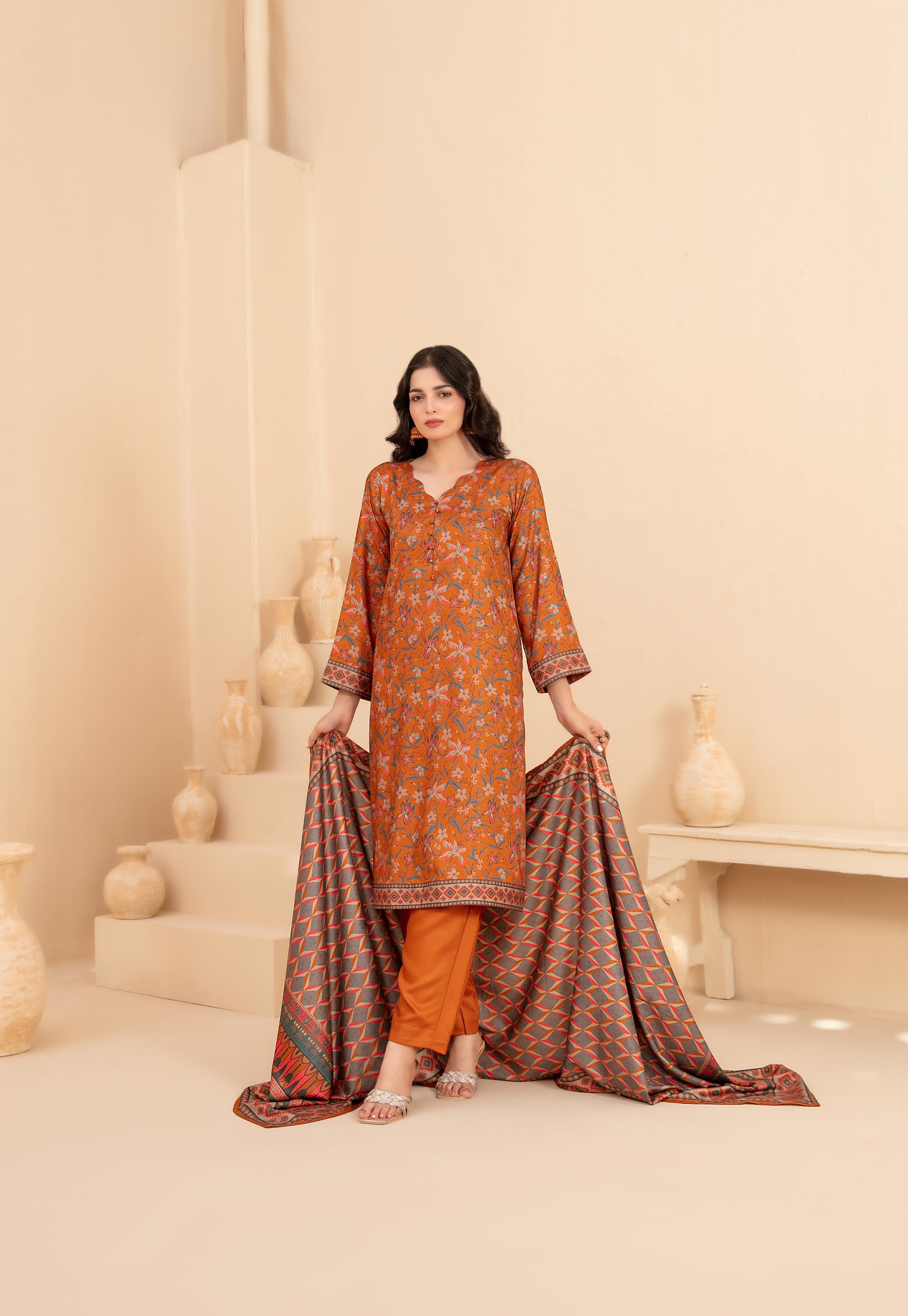 Shahid Tawakkal BASEERA — Unstitched 3Piece Collection Staple Digital Printed with Twill fabric Collection 2025 D-02