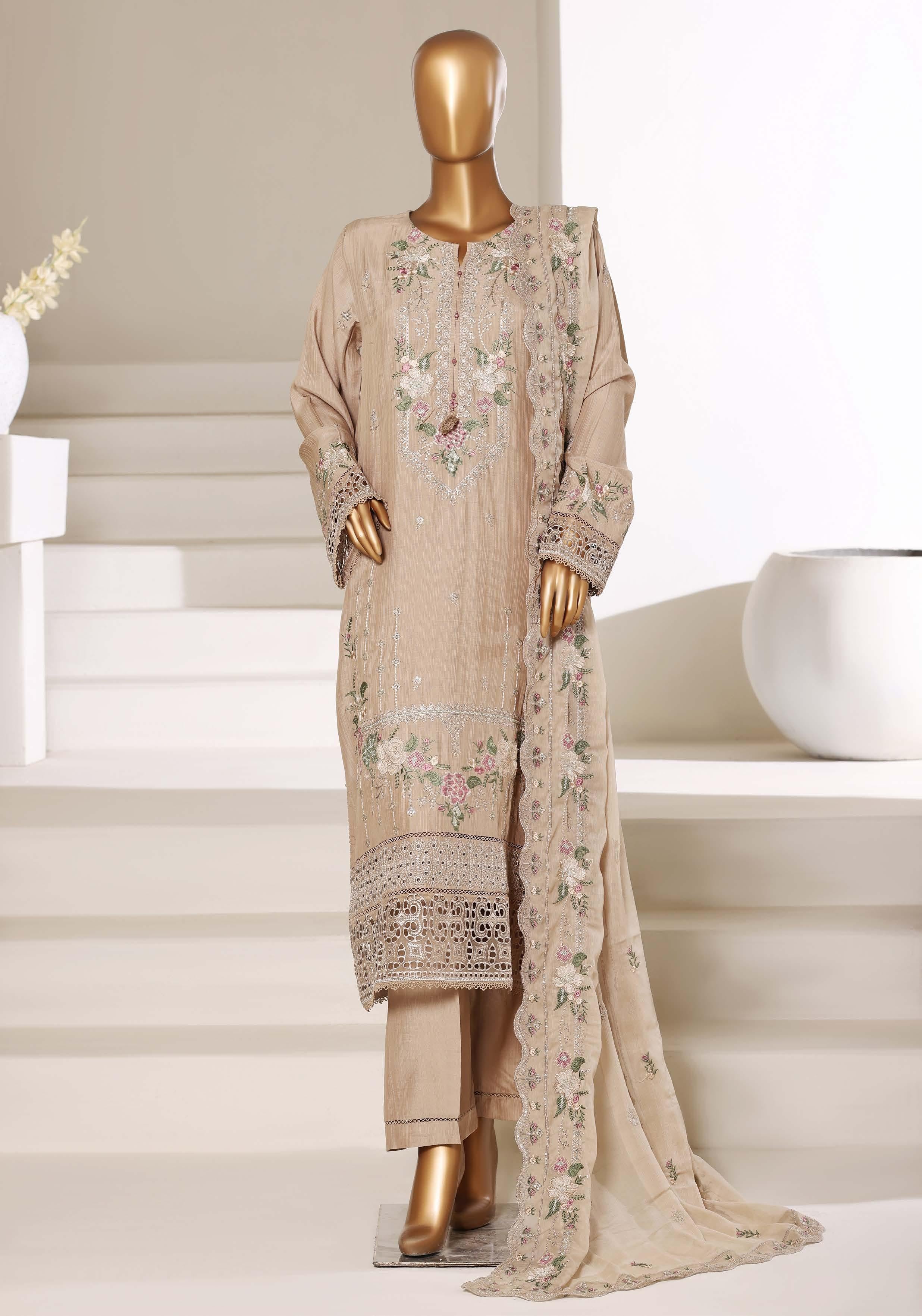Sadabahar Luxury SlubViscous Lawn Embroidery With Chiffon Embroidery Dupatta Stitched Vol-01 Collection 2026. LEL-05