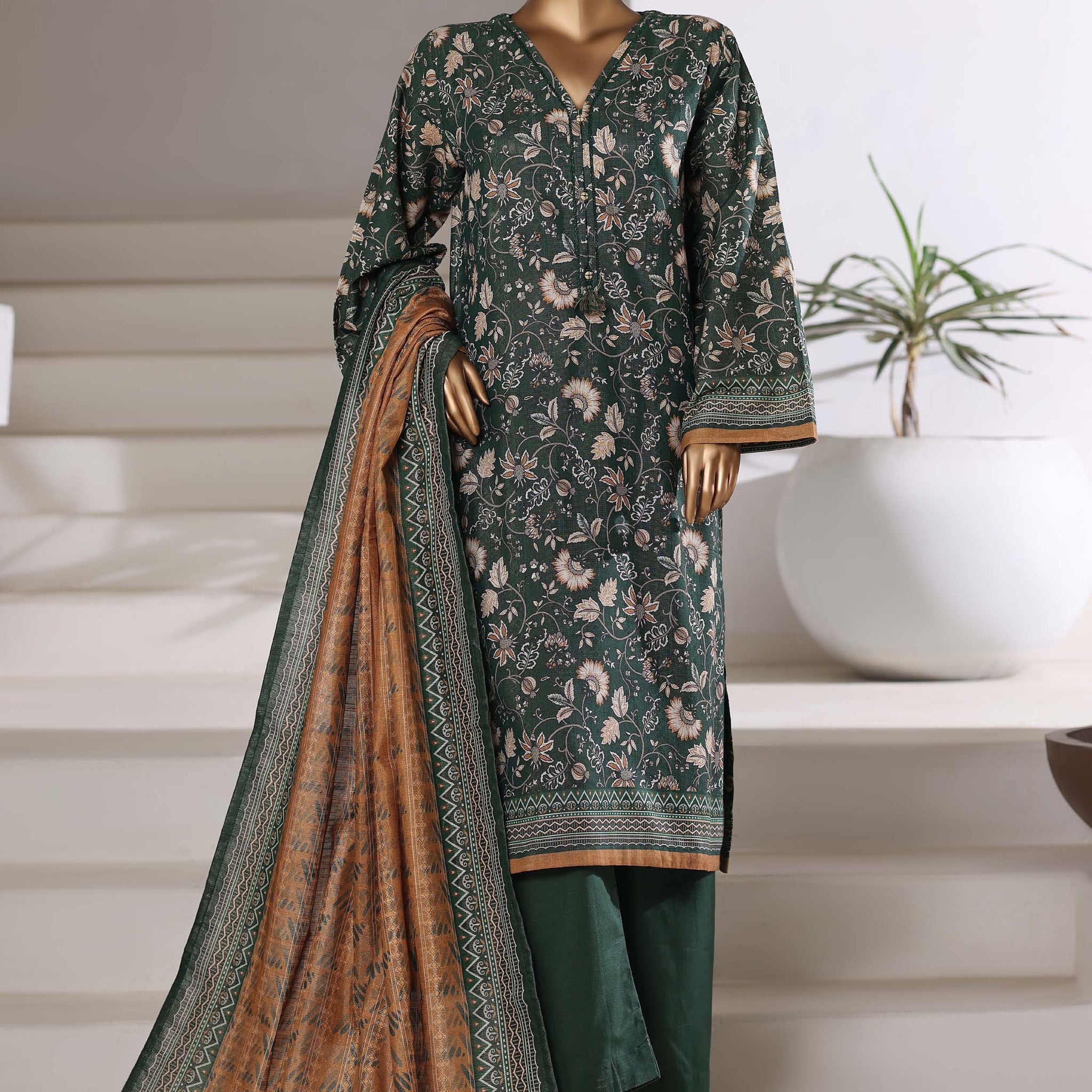 Sadabahar Shimmer Printed Khadder 3PCS Stitched Vol—1 Collection 2025 D-08
