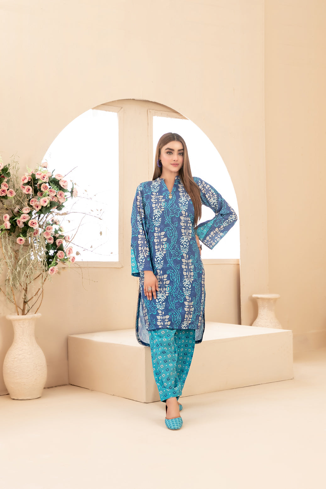 Tawakkal Dilfa 2Piece Stitched Schiffli Embroidery Swiss With Khussa Collection 2026. D-02