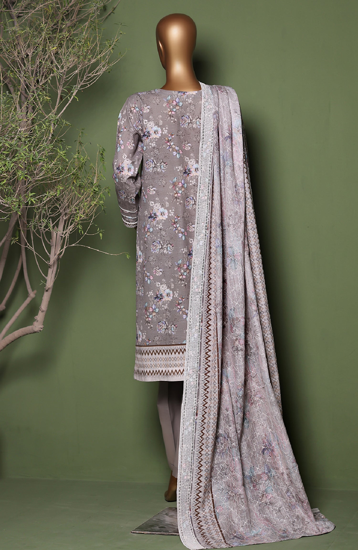 HZ Printkari Embroidered Khaddar Stitched 3 Piece Collection 2025. HZPE 06