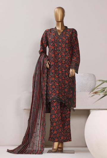 Bin Saeed Luxury Stitched Lawn Embroidery With Dupatta Embroidery 3Piece Stitched COLLECTION 2026. D-06
