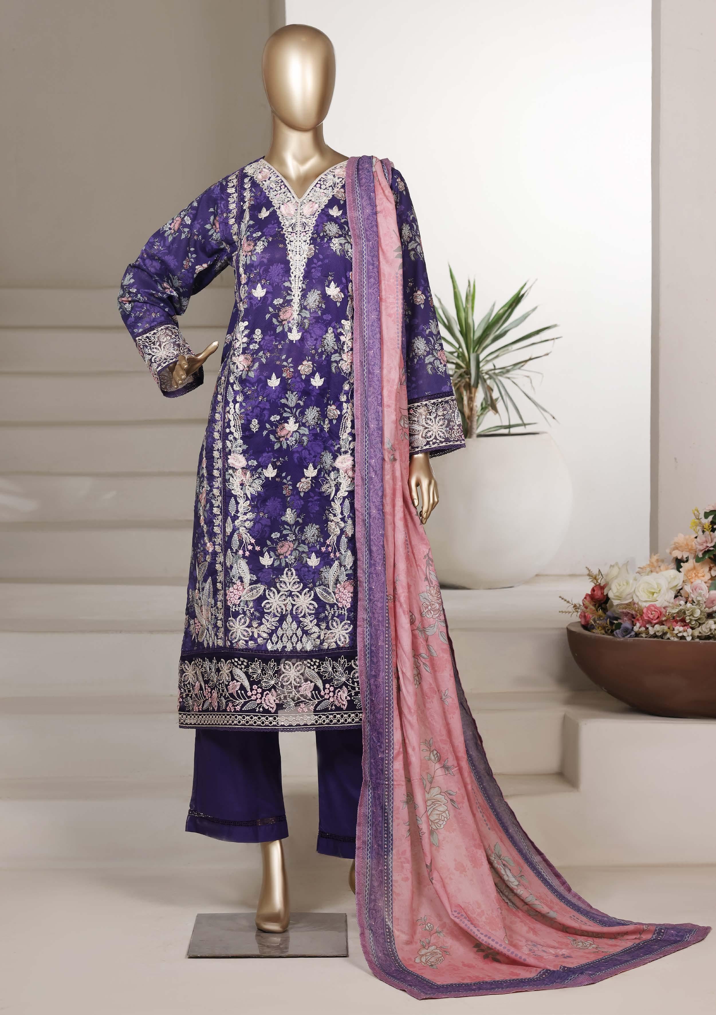 Sadabahar Luxury Signature  Lawn Embroidery 3Piece Stitched Vol-03 COLLECTION 2026. D-07