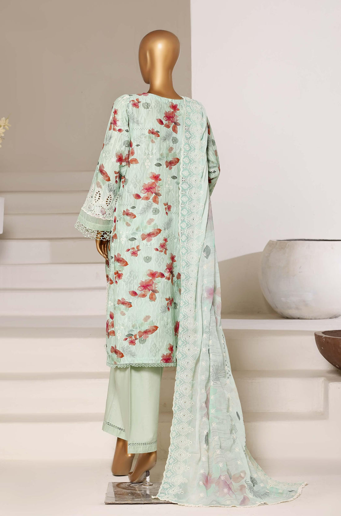 Sadabahar Luxury Fussion Lace Cut Work Lawn Embroidery 3Piece Stitched COLLECTION 2026. D-02