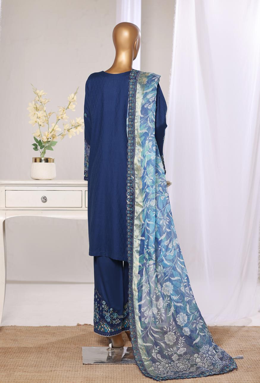 Bin Saeed Luxury Lawn Jacquard Fetive Embroidery 3Piece Stitched COLLECTION 2026. D-01
