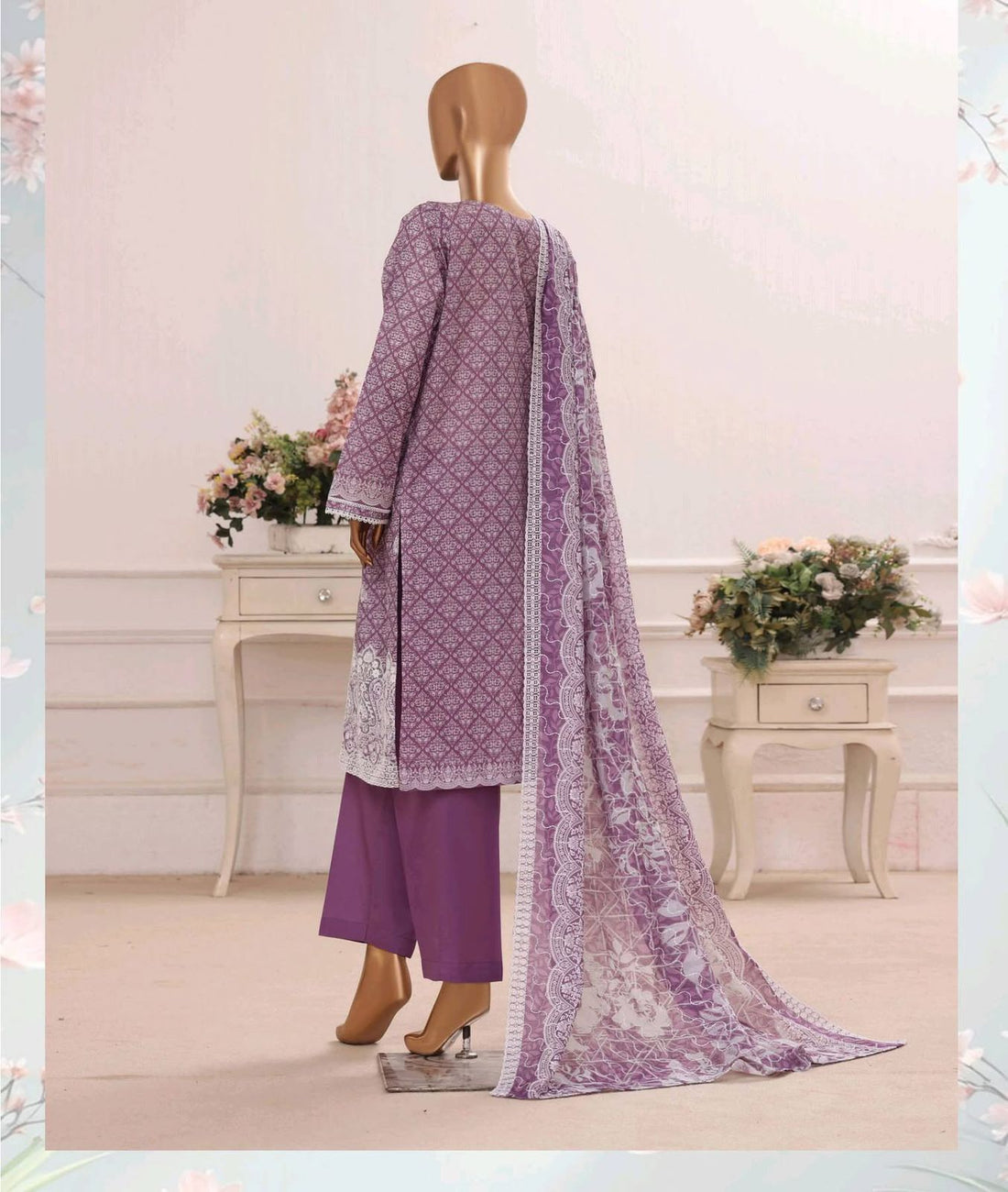 HZ Textiles Luxury Printkari Embroidered Lawn Suit Stitched 3 Piece 2026 D#-03