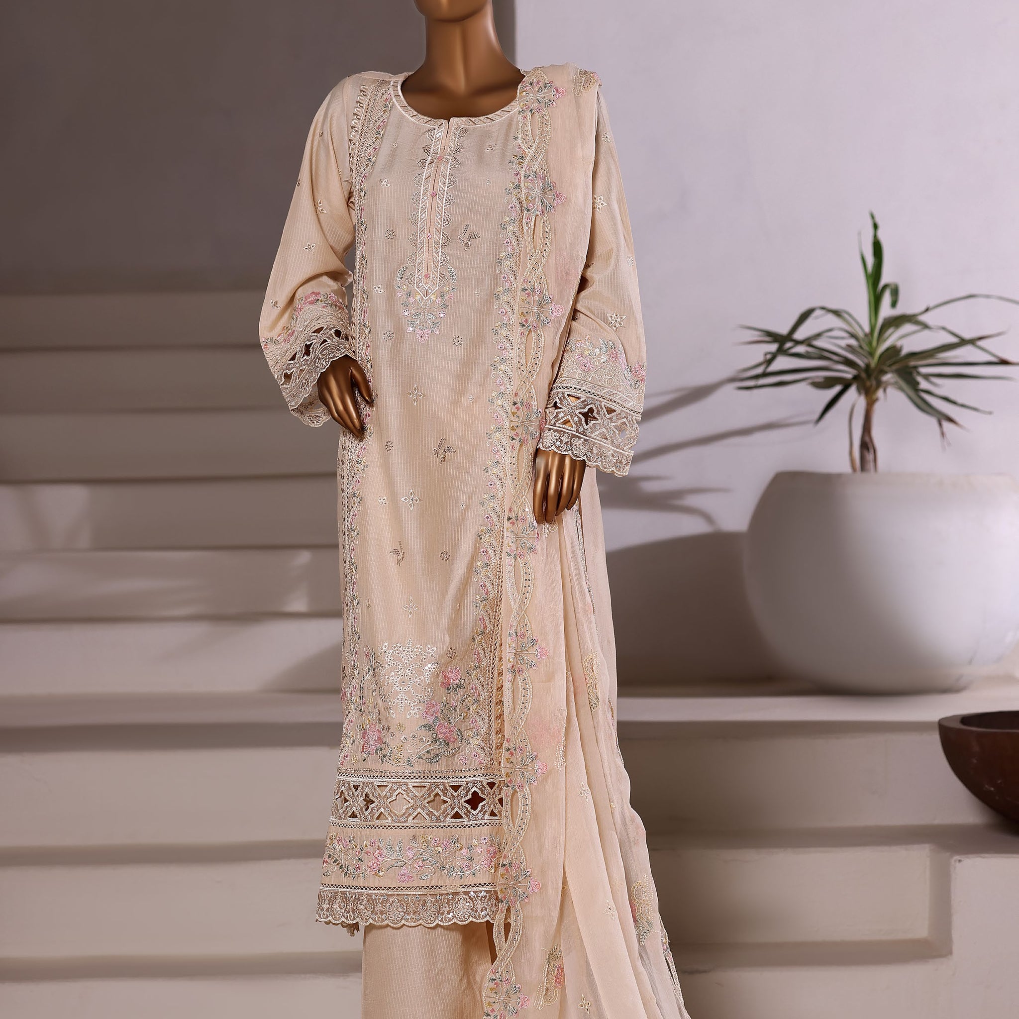 Sadabahar Luxury Viscous Embroidery With Chiffon Embroidery Dupatta Stitched Vol-01 Collection 2025. LEV-01 Skin