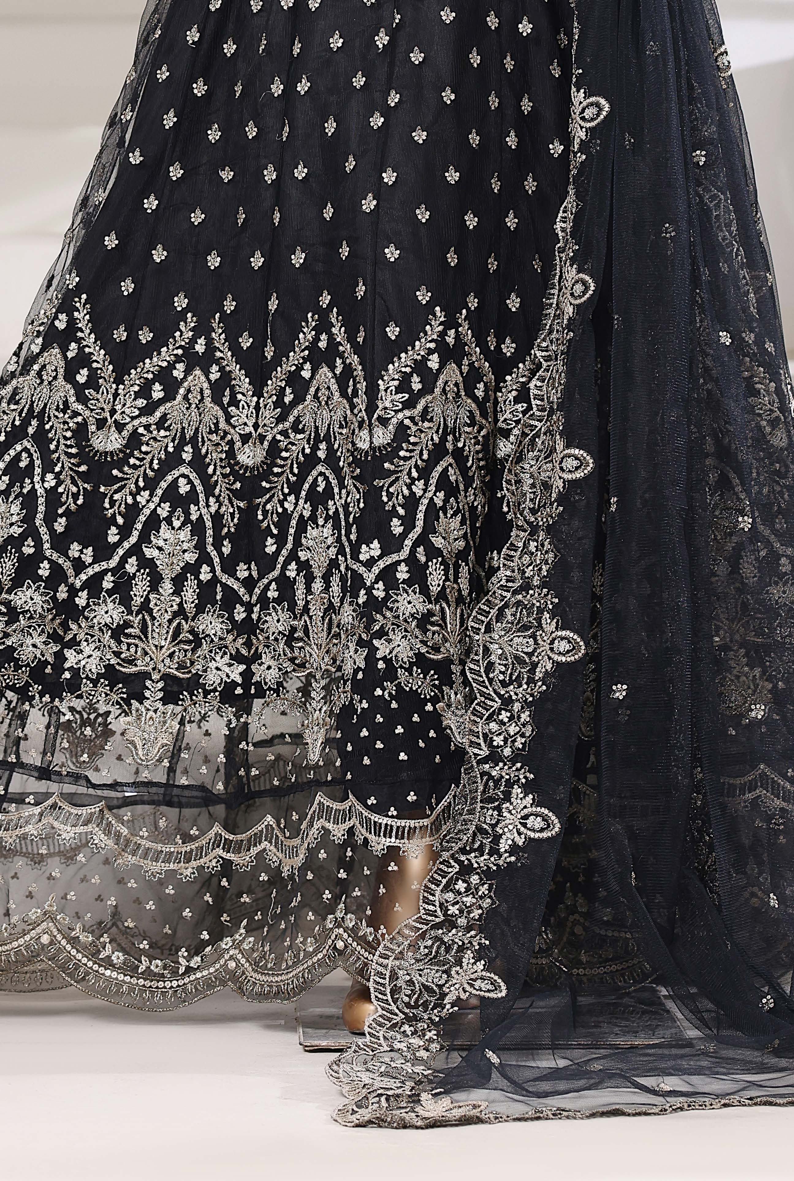 Mahpara By Sadabahar Handwork Embroidered Net Stitched 3 Piece Frock - D-03 - SB25MFF - Black- Festive Collection 2025
