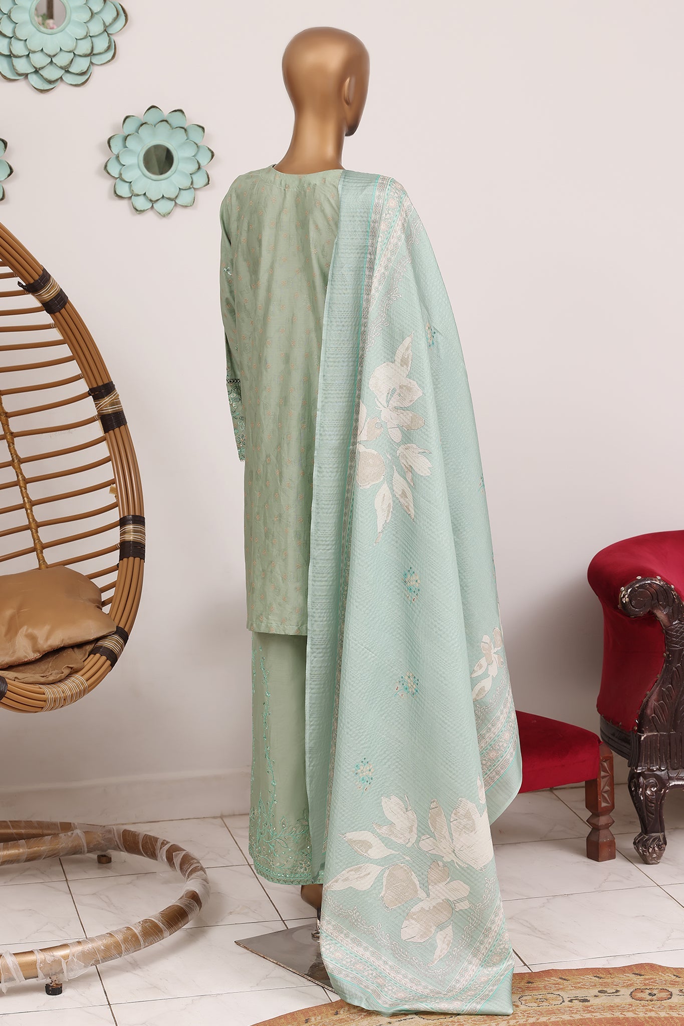 Bin Saeed Luxury Jacquard Lawn Embroidery 3Piece Stitched Collection 2026 D#-09