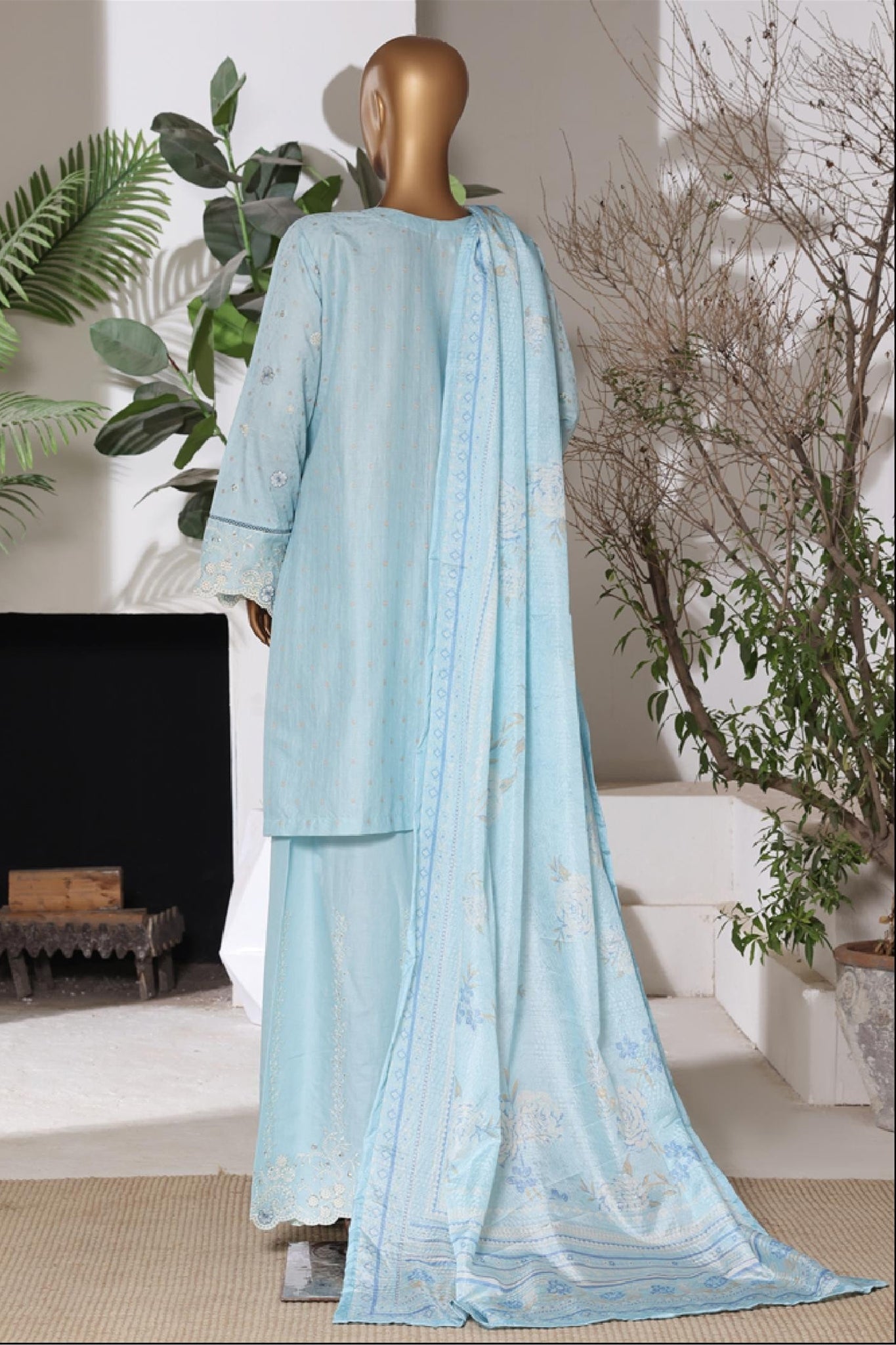 Bin Saeed Luxury Jacquard Lawn Embroidery 3Piece Stitched Collection 2026 D#-06