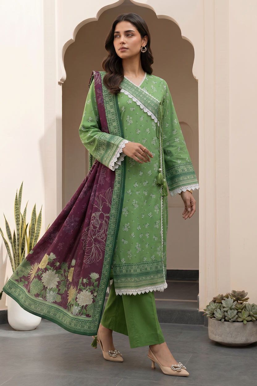 Zellbery Luxury Lawn Printed 3Piece Unstitched Collection 2026 WUS26X38110