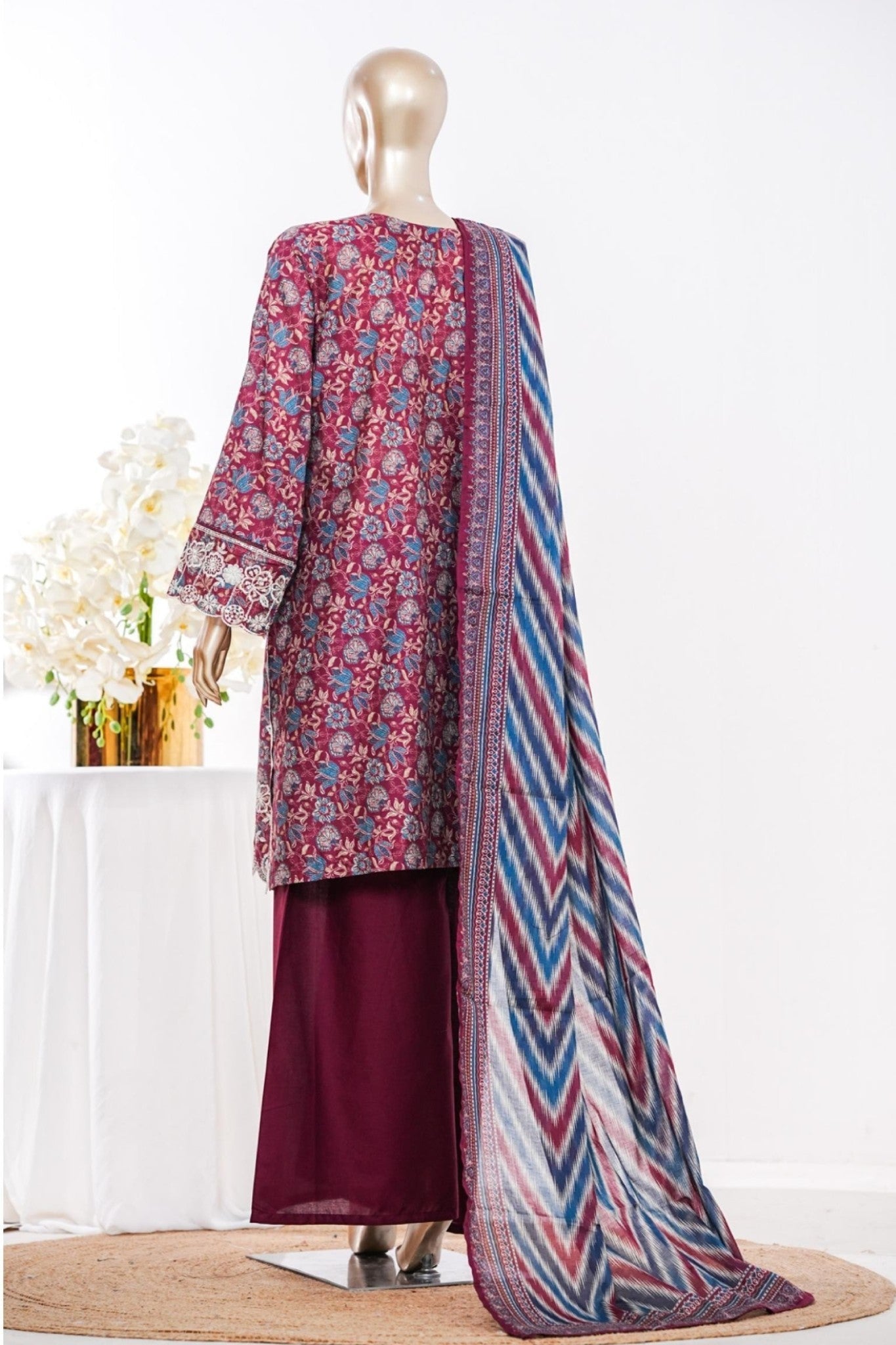 Bin Saeed Stitched 3 Piece Embroidery Lawn Short Length With Broad Flapper Eid Edition Collection 2026 D#05