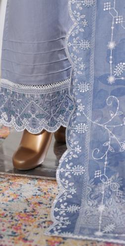 Bin Saeed Luxury Lawn White & White Chickenkari Embroidery 3Piece Stitched COLLECTION 2026. D-15