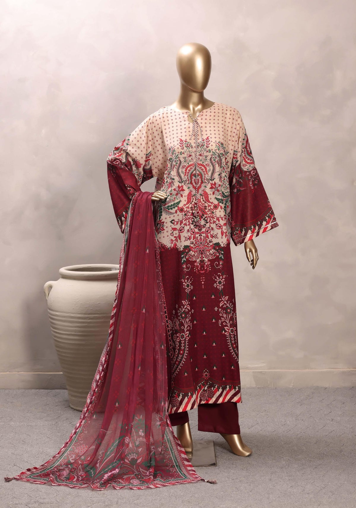 Sadabahar Luxury Chimti Lawn 3Piece Ready To Wear Kaftan Collection KFL-1006