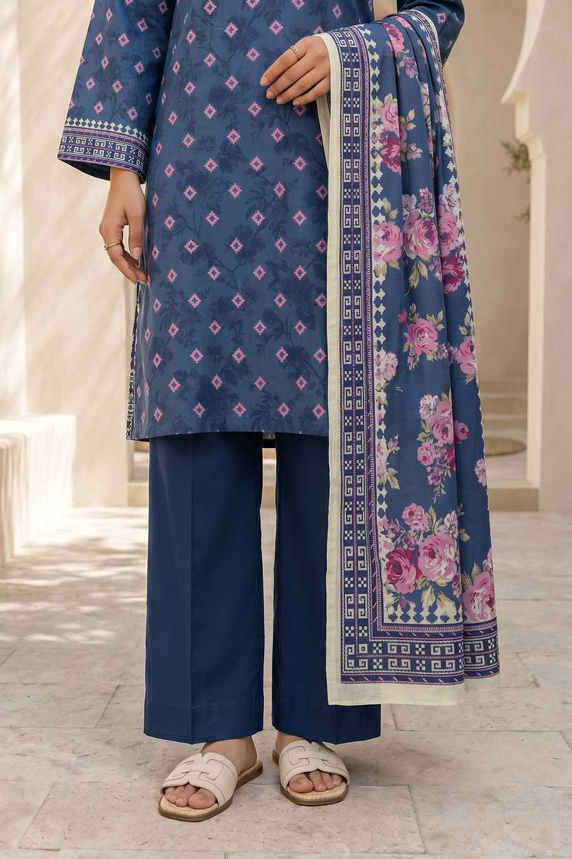 Zellbery Luxury Lawn Printed 3Piece Unstitched Collection 2026 WUS26X38060