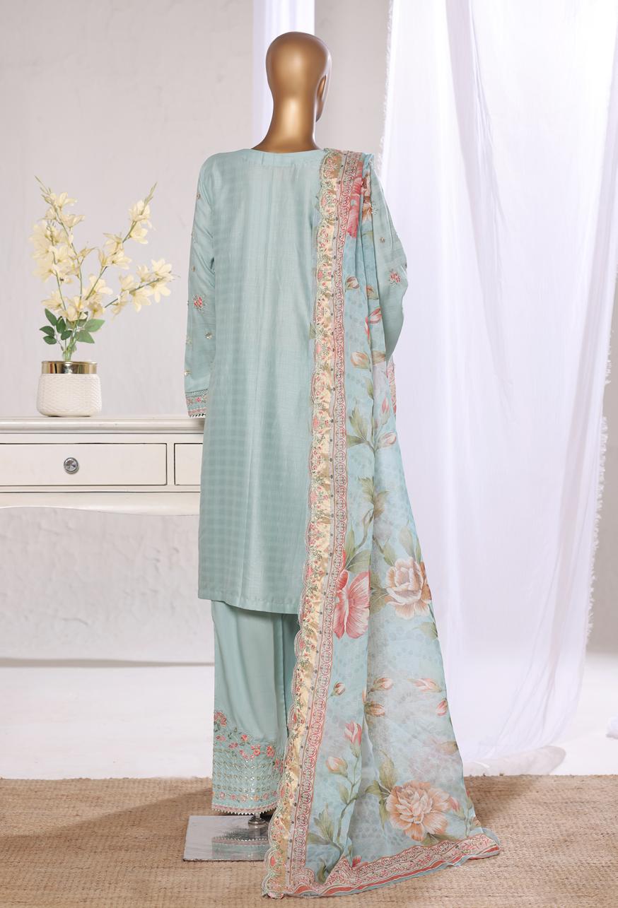 Bin Saeed Luxury Lawn Jacquard Fetive Embroidery 3Piece Stitched COLLECTION 2026. D-09