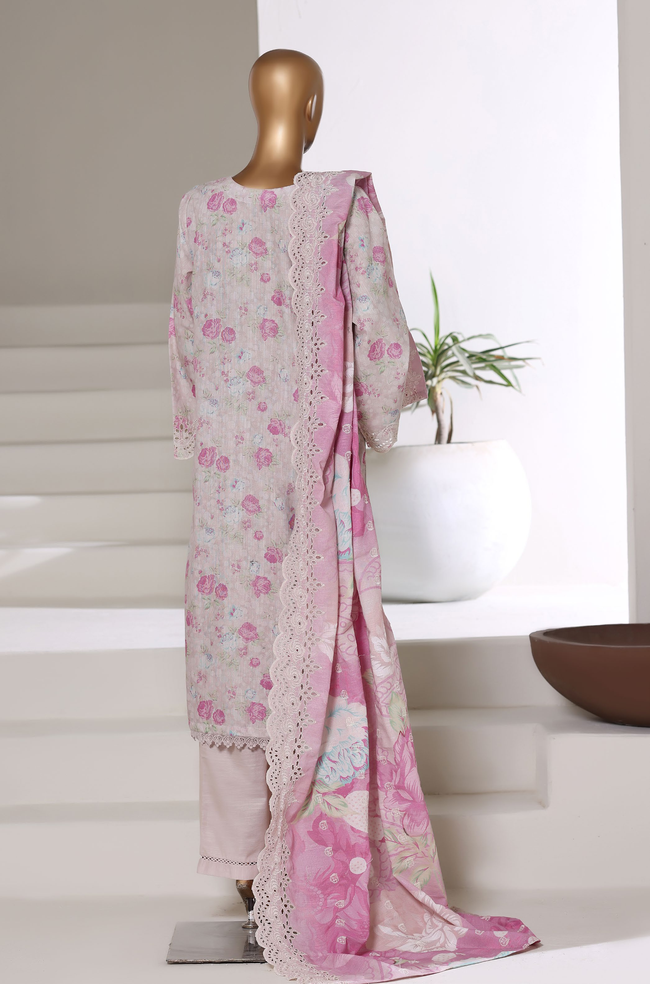 SADABAHAR RTW FUSION LASER CHICKENKARI EMBROIDERED KHADDAR 3PIECE COLLECTION 2025 SFKE -01
