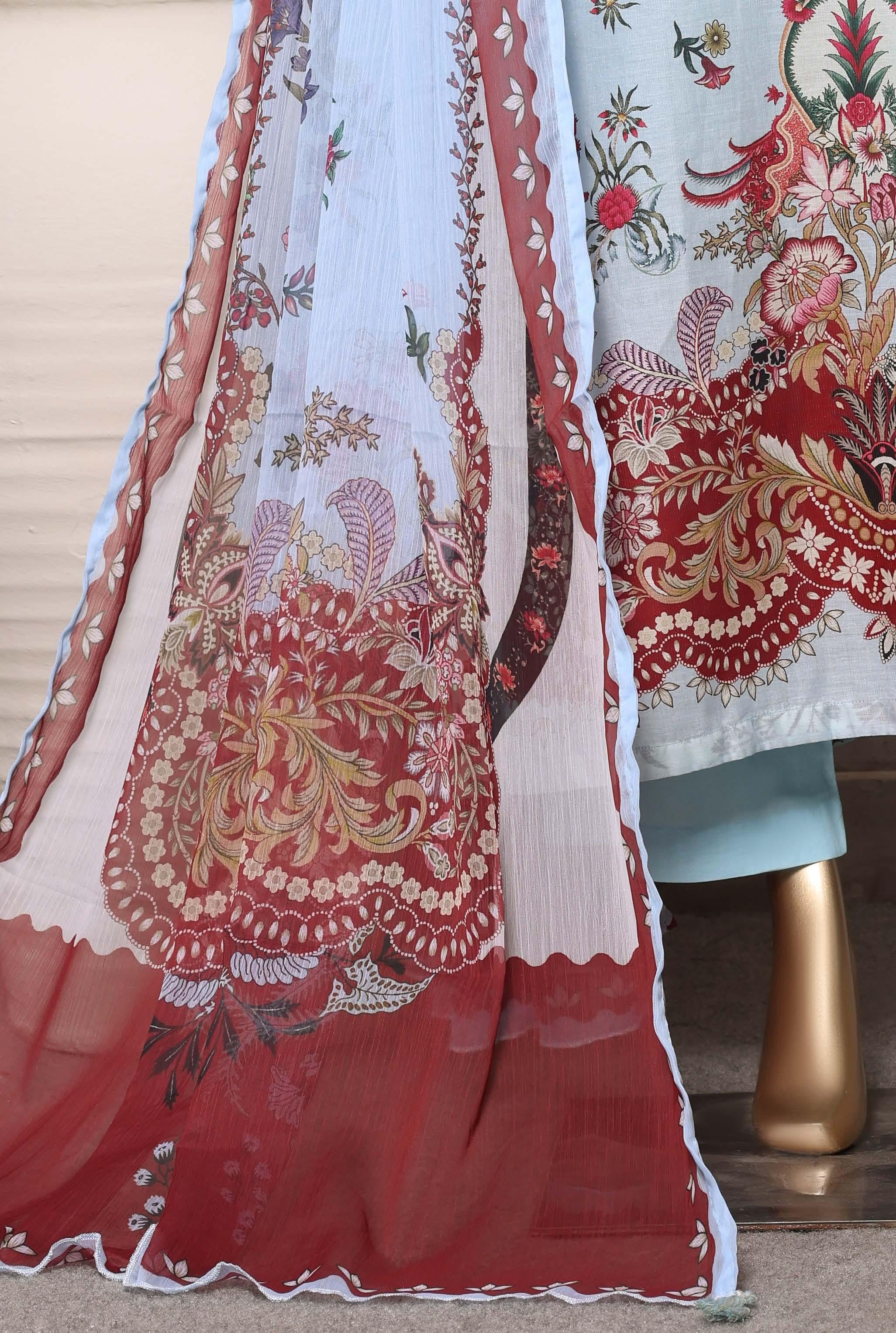 Sadabahar Luxury Chimti Lawn 3Piece Ready To Wear Kaftan Collection KFL-1009