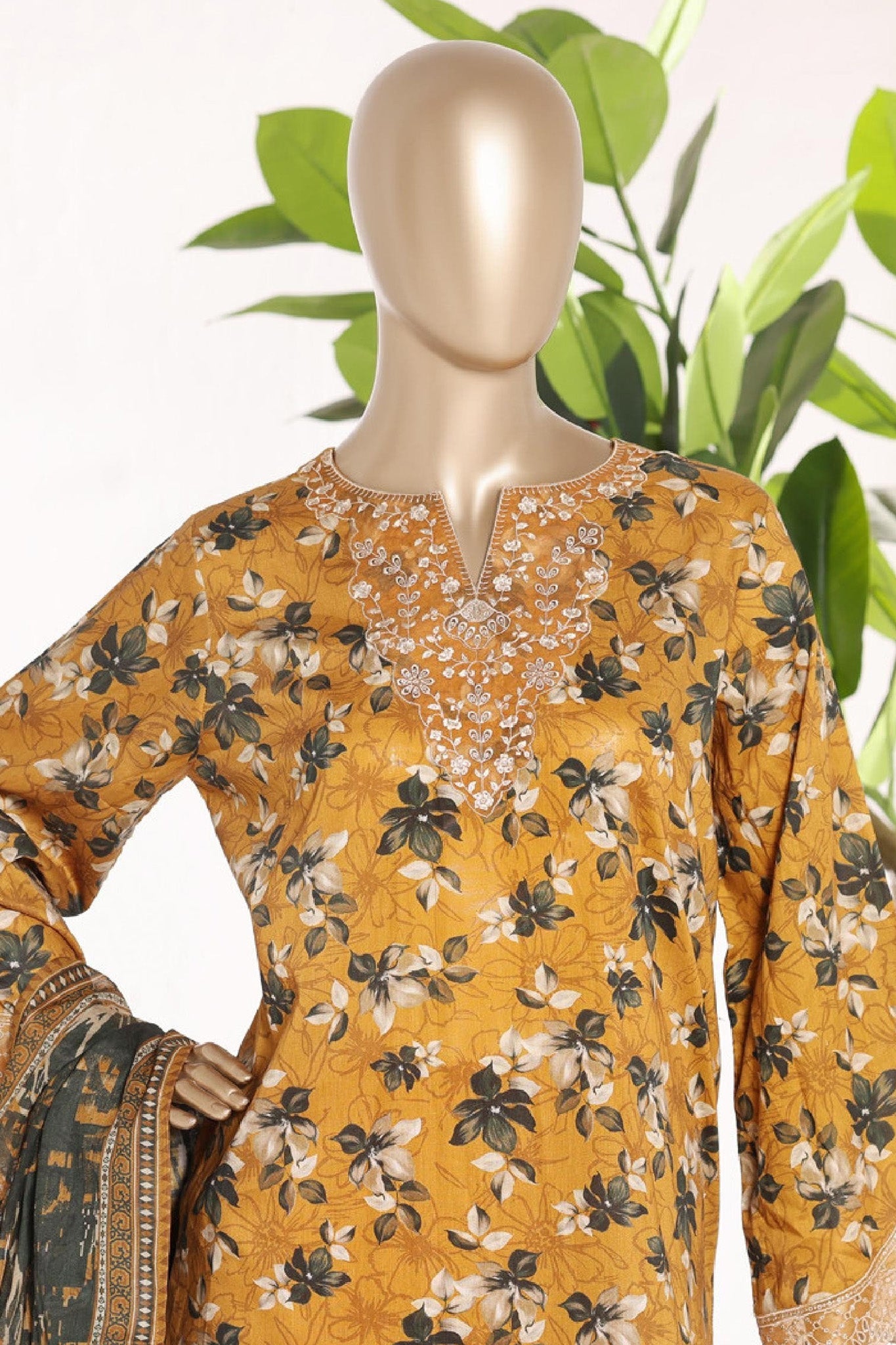Bin Saeed Stitched 3 Piece Embroidery Lawn Short Length With Broad Flapper Eid Edition Collection 2026 D#10