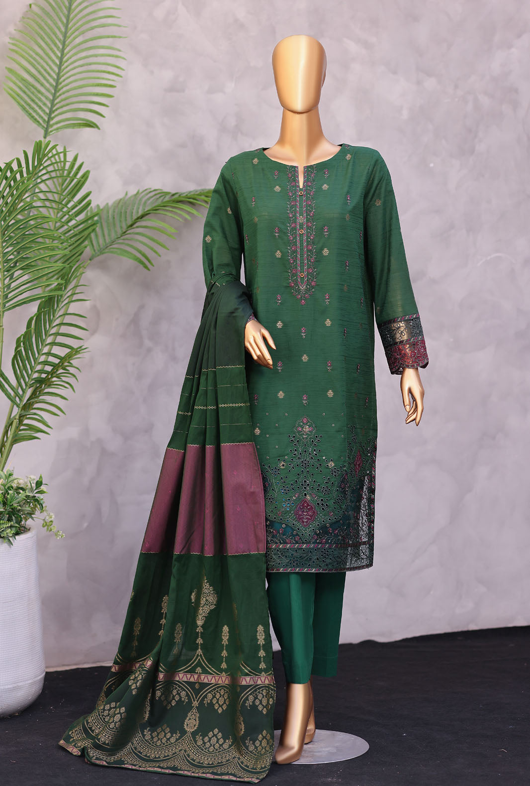 Turkish Embroidered Jacquard 3Piece  Unstitched Suit by HZ Textiles 2026 D#-02