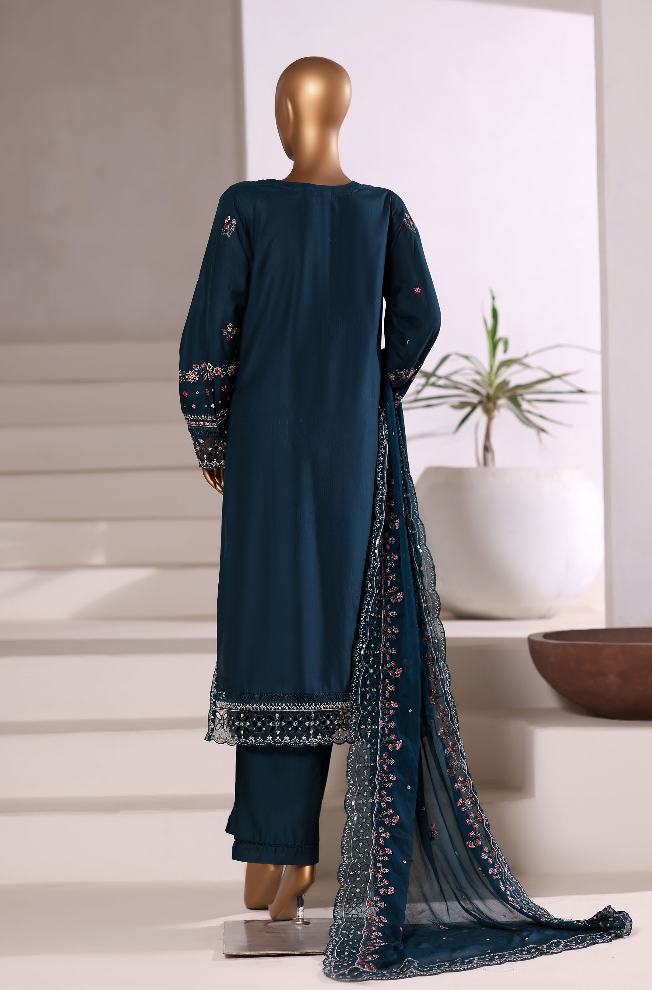 Sadabahar Luxury Viscous Embroidery With Chiffon Embroidery Dupatta Stitched Vol-01 Collection 2025. LEV-05 Bottle Green