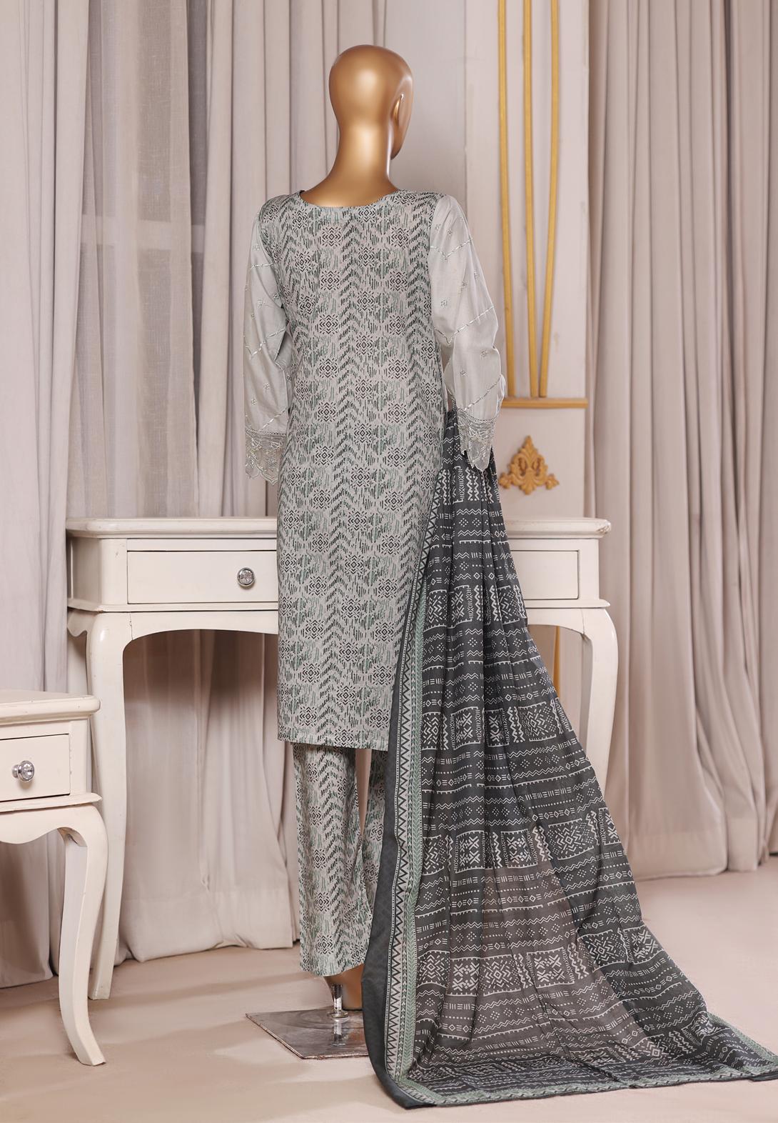 Bin Saeed Luxury Laserkari Lawn With Digital Printed Lawn Dupatta 3Piece Stitched Vol-01 Collection 2026. D#-05