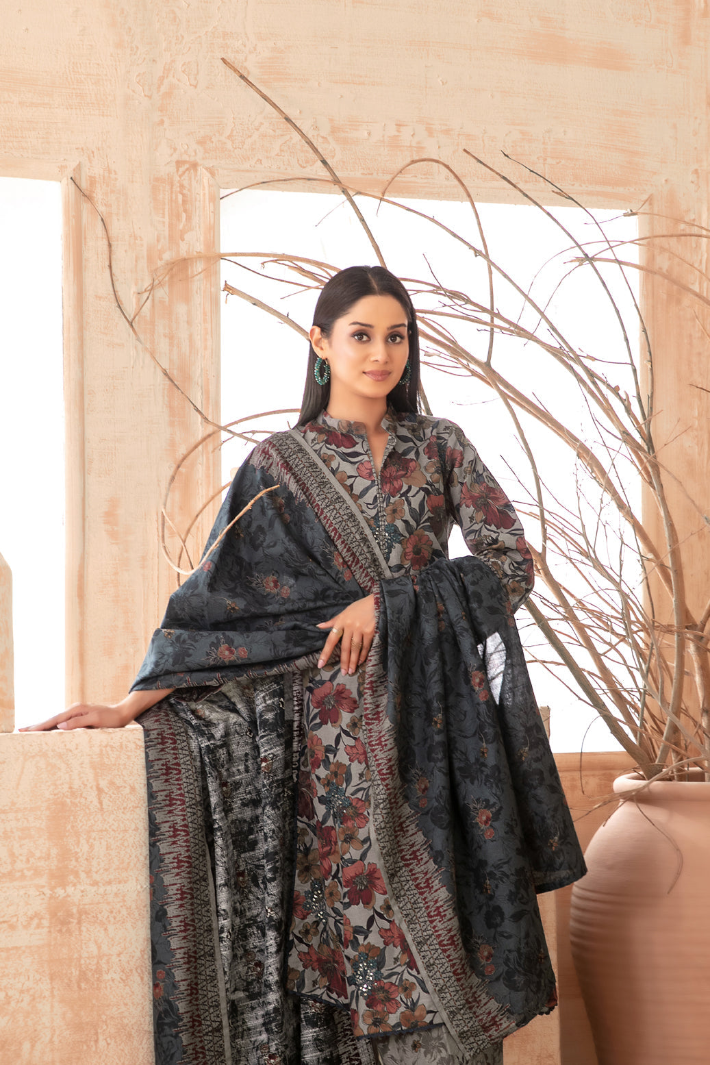 Areeka By Tawakkal Khaddar Boti Embroidery 3Piece Unstitched Collection 2025. D-03