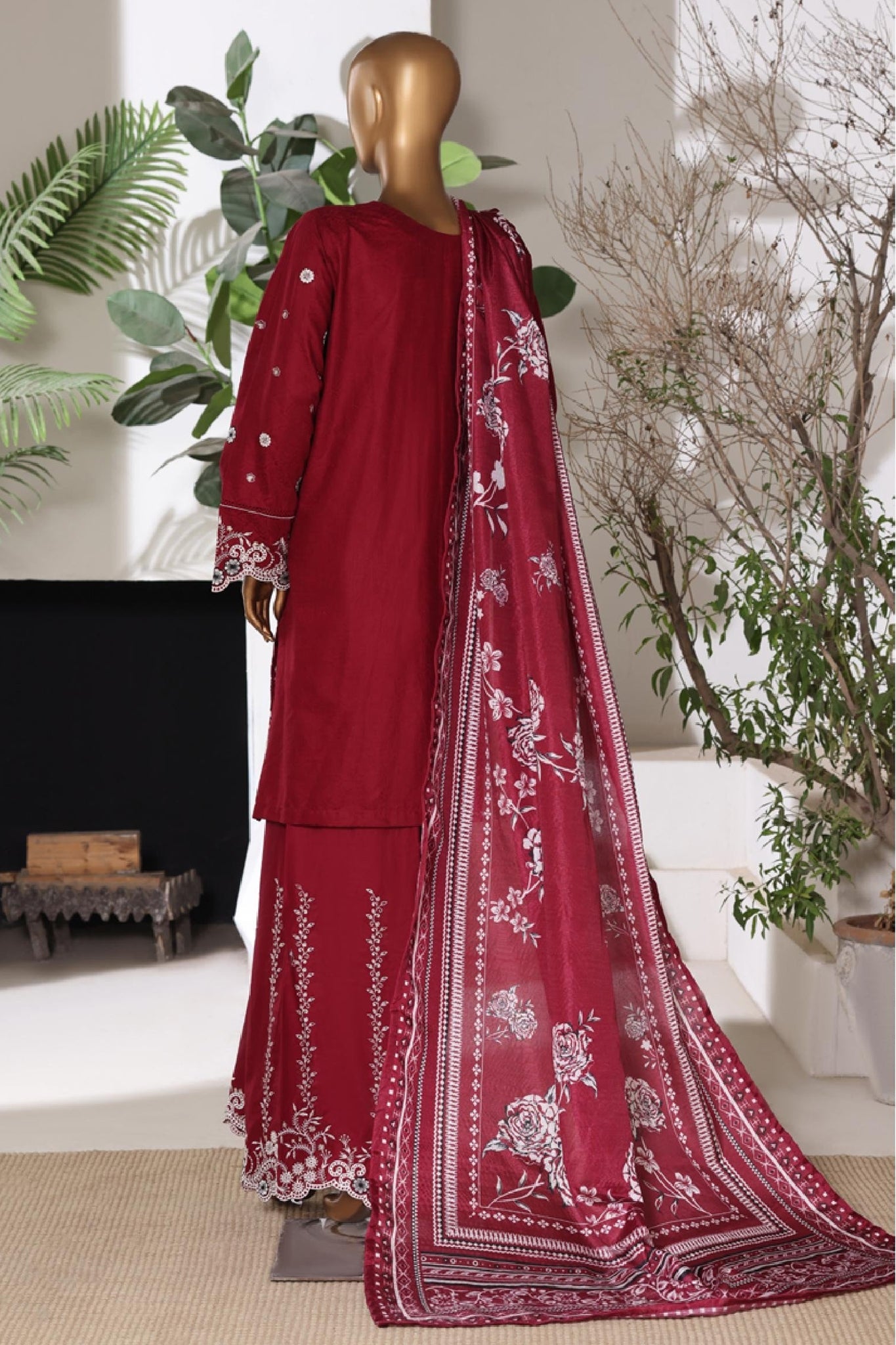 Bin Saeed Luxury Jacquard Lawn Embroidery 3Piece Stitched Collection 2026 D#-07