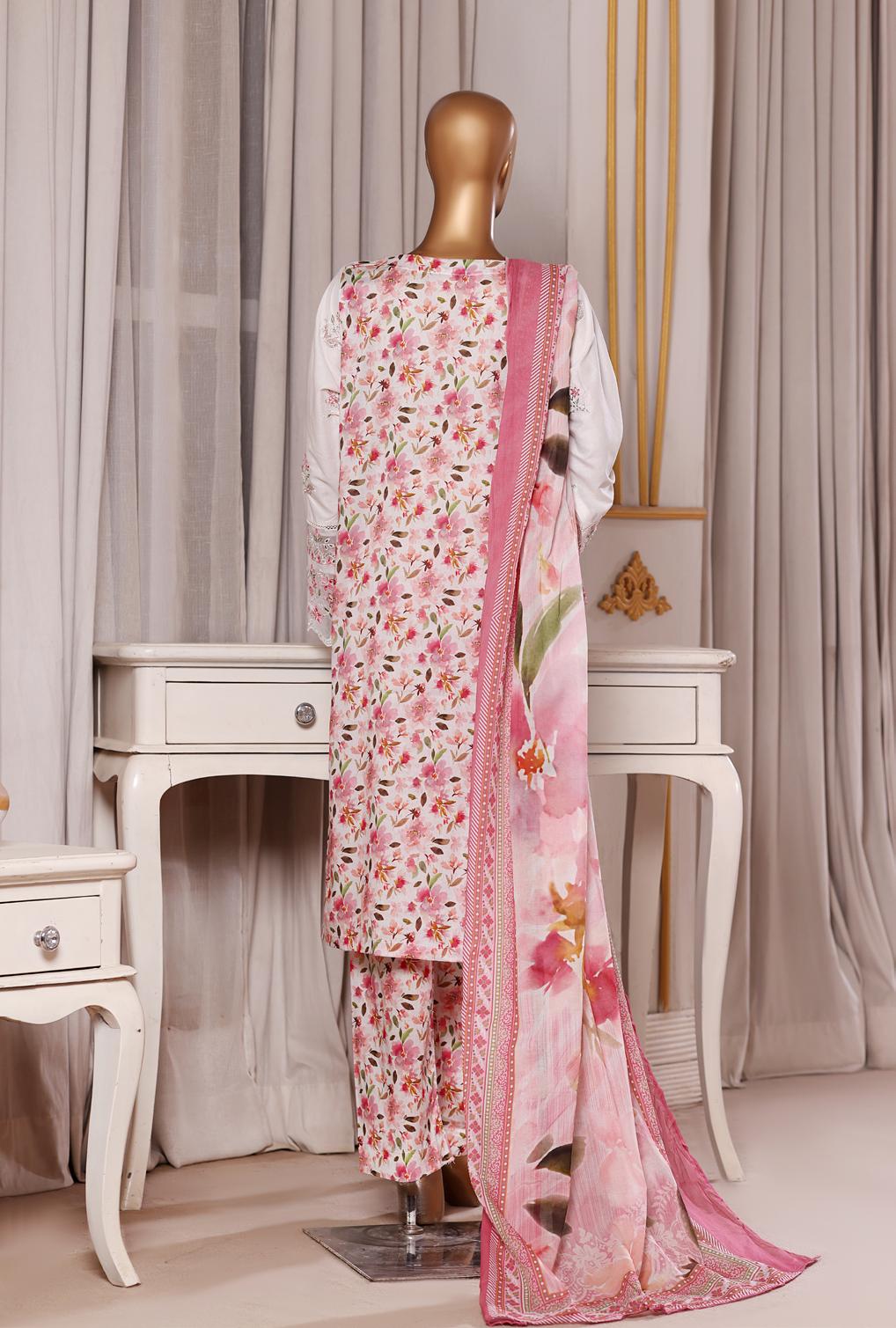 Bin Saeed Luxury Laserkari Lawn With Digital Printed Lawn Dupatta 3Piece Stitched Vol-01 Collection 2026. D#-01