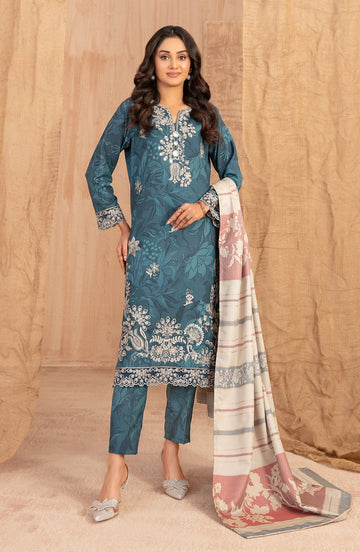 Cassa By Tawakkal Winter Dhanak Embroidery 3Piece Unstitched Collection 2025. D-06