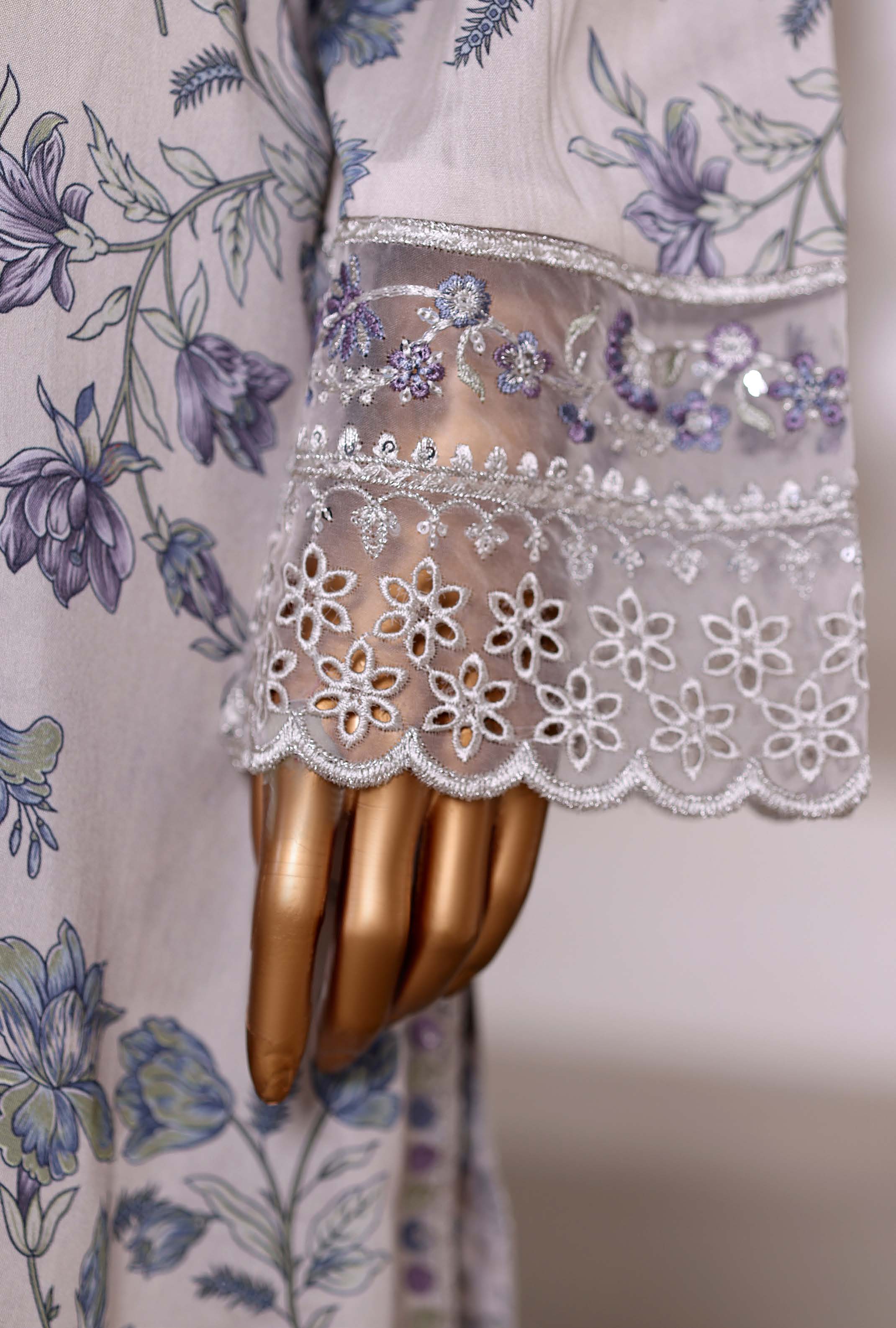 Sadabahar Malika Viscose Short Length Farshi Shalwar With Chiffon Printed Dupatta  3Piece Stitched Vol-02 Collection 2025 Cream Color SDMVS- 009