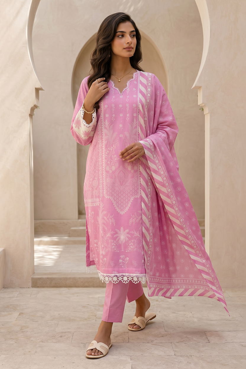 Zellbery Luxury Lawn Printed 3Piece Unstitched Collection 2026 WUS26X38059